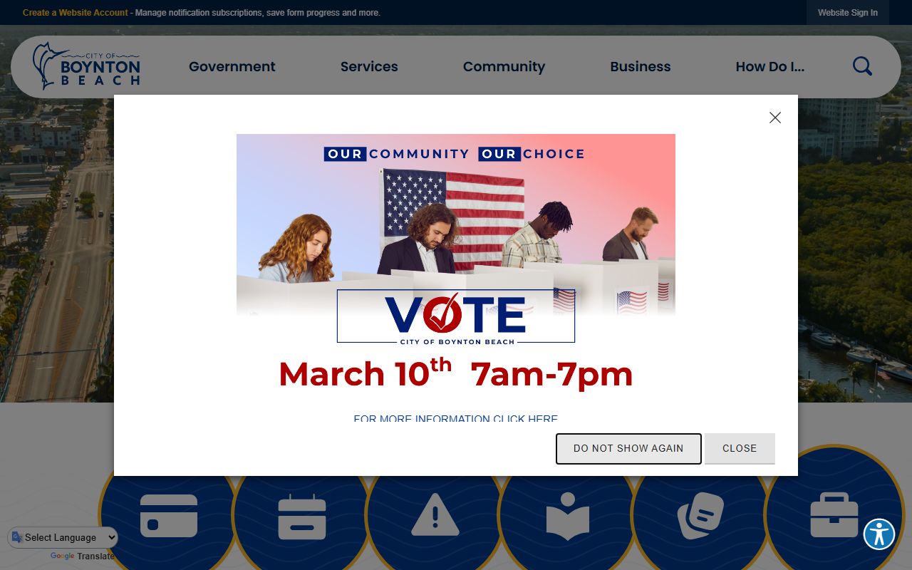 Boynton Beach city government website for civil court records information