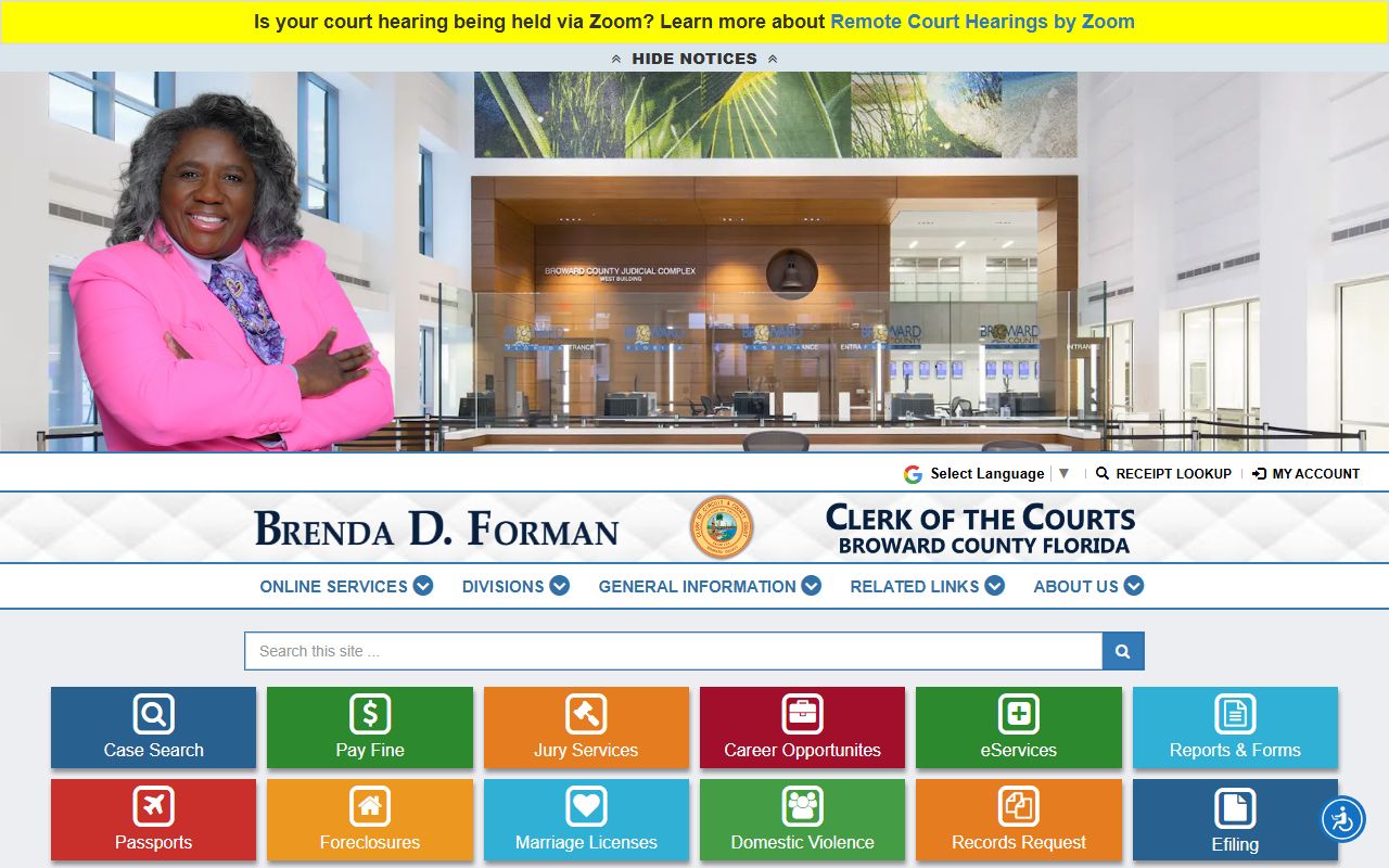 Broward County Clerk website for Fort Lauderdale civil court records