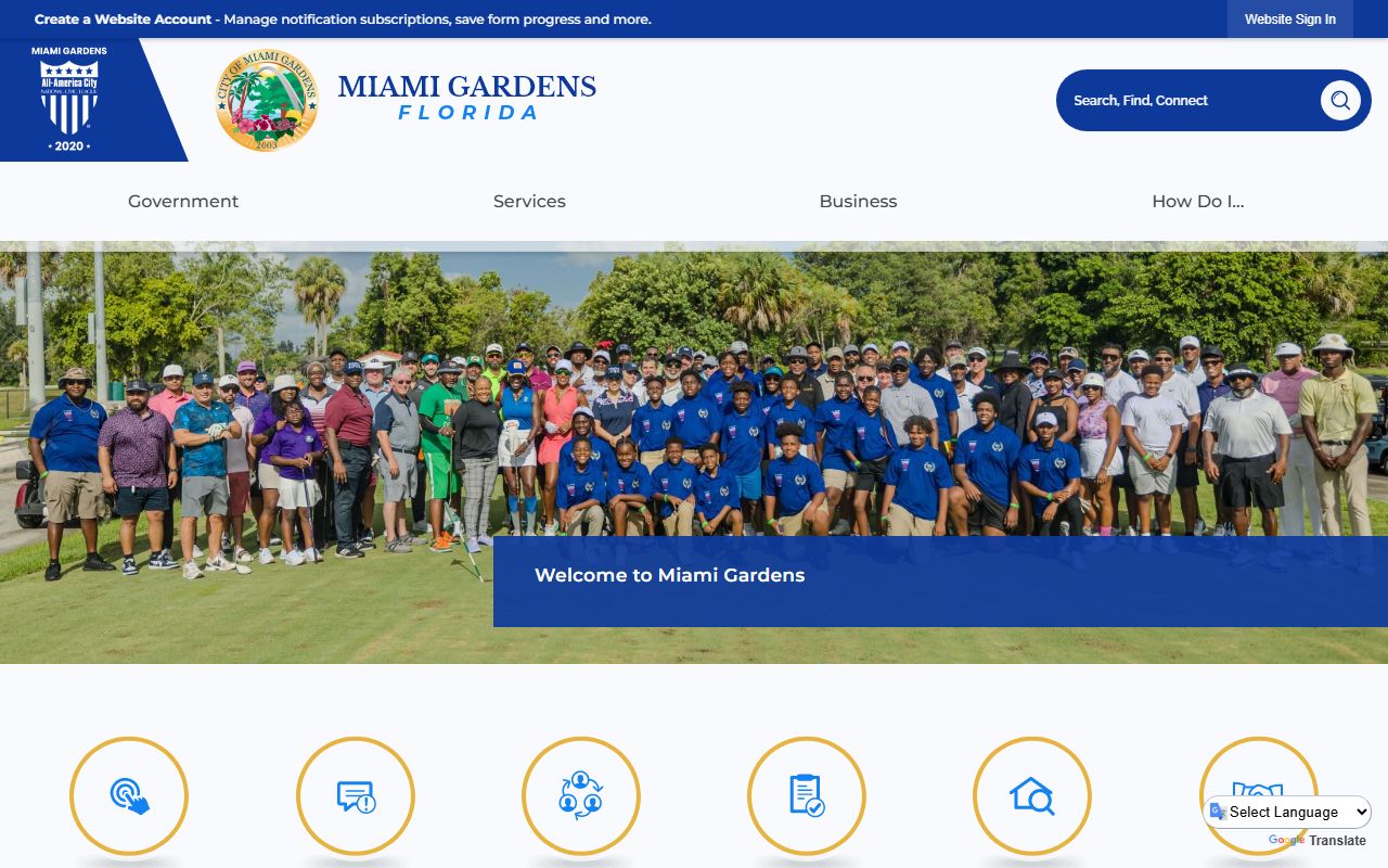 Miami Gardens city government website with civil court records resources
