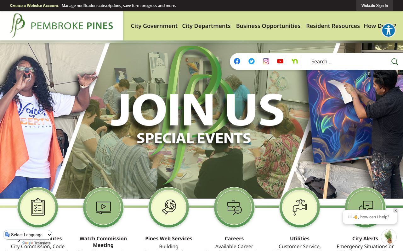 Pembroke Pines city government website for civil court records