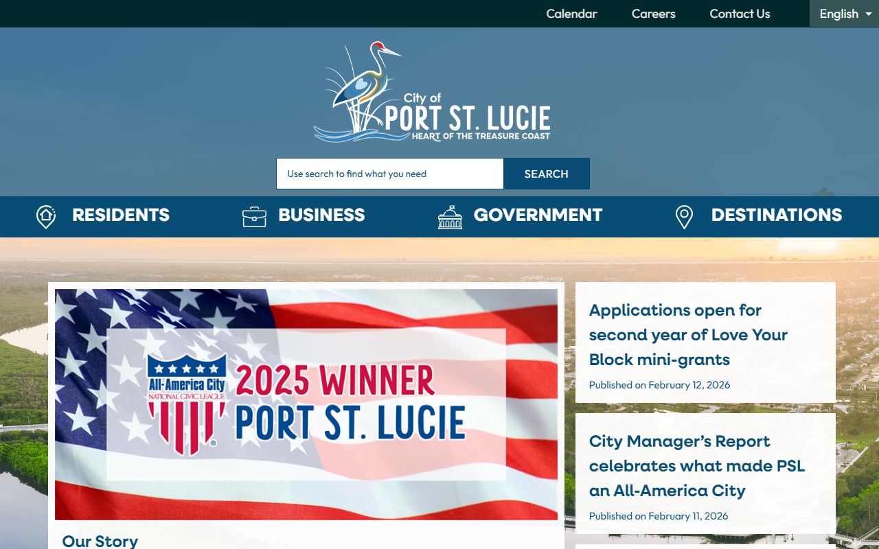 Port St. Lucie city government website for civil court records