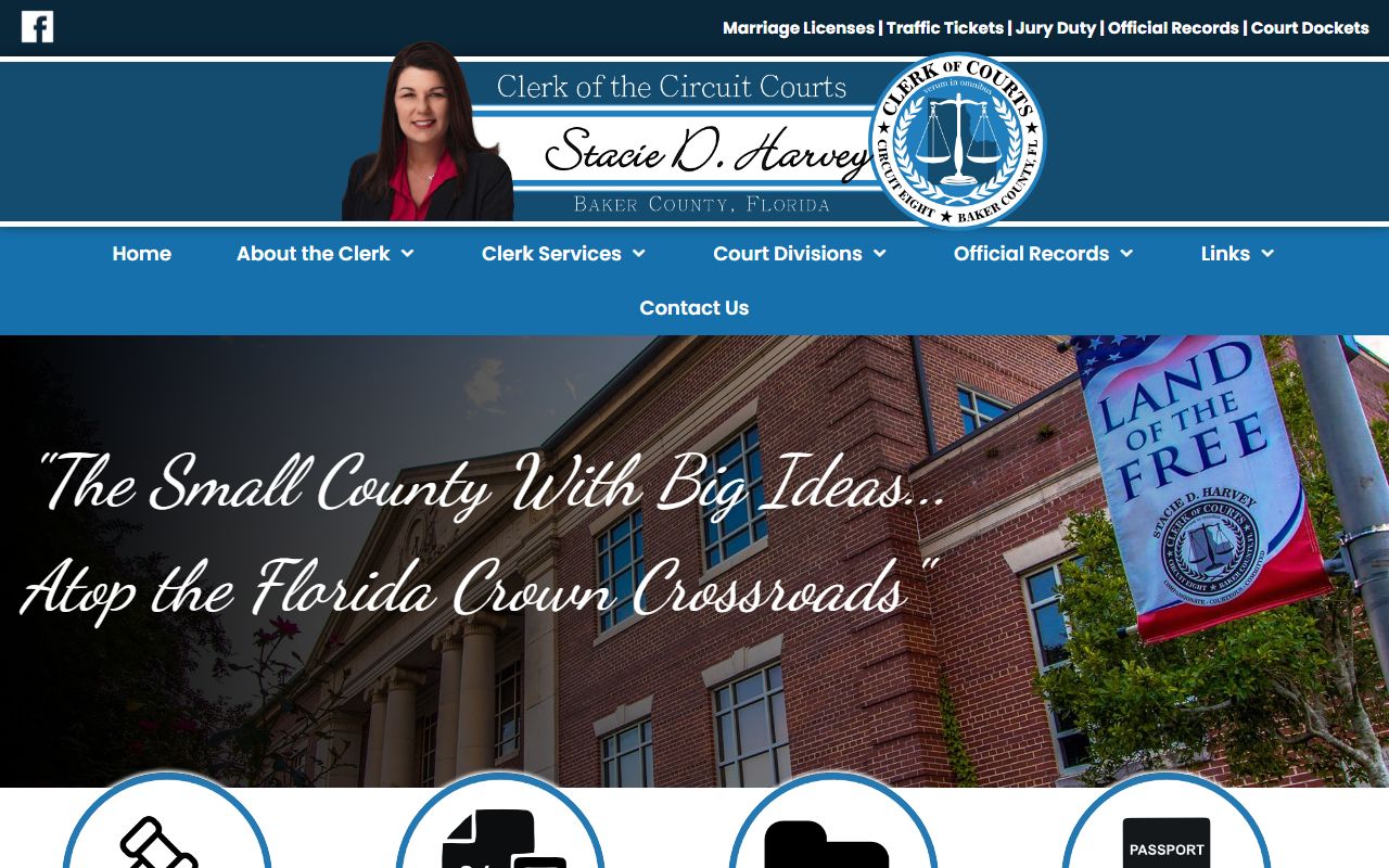 Baker County Clerk of Court homepage for civil court records