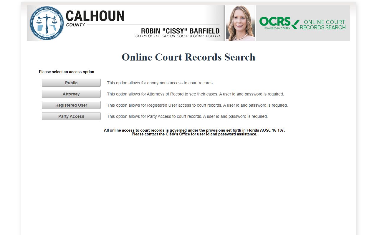 Calhoun County online court records search for civil court records