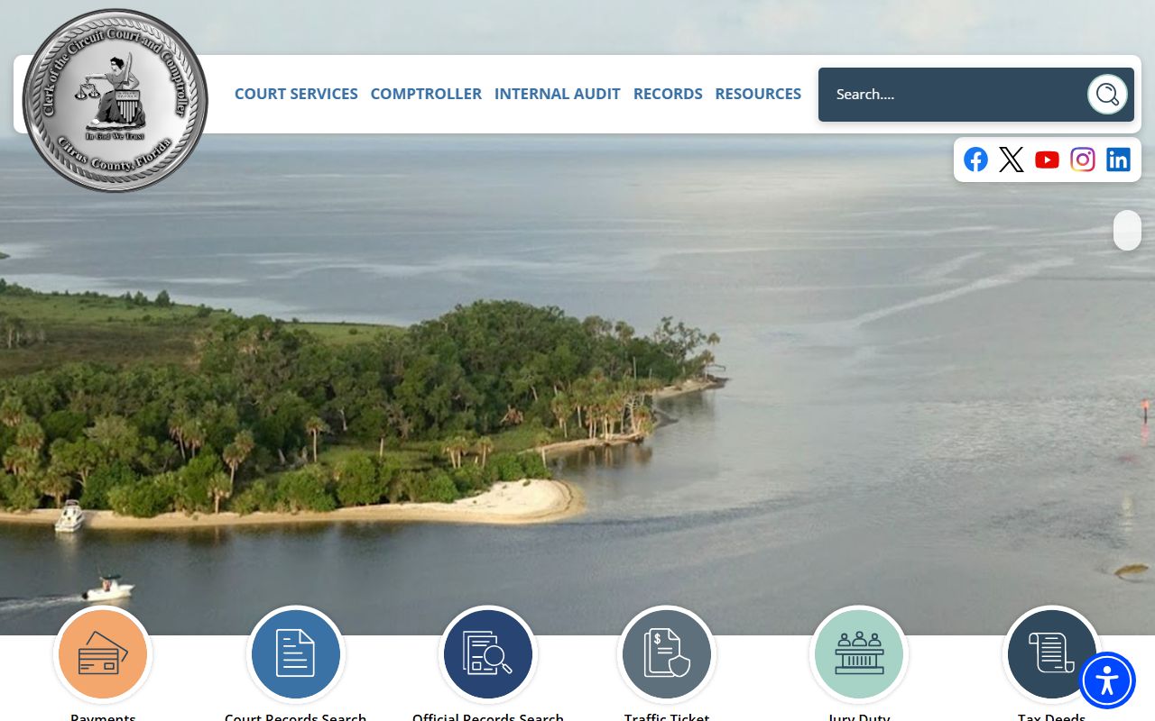 Citrus County Clerk of Court homepage for civil court records