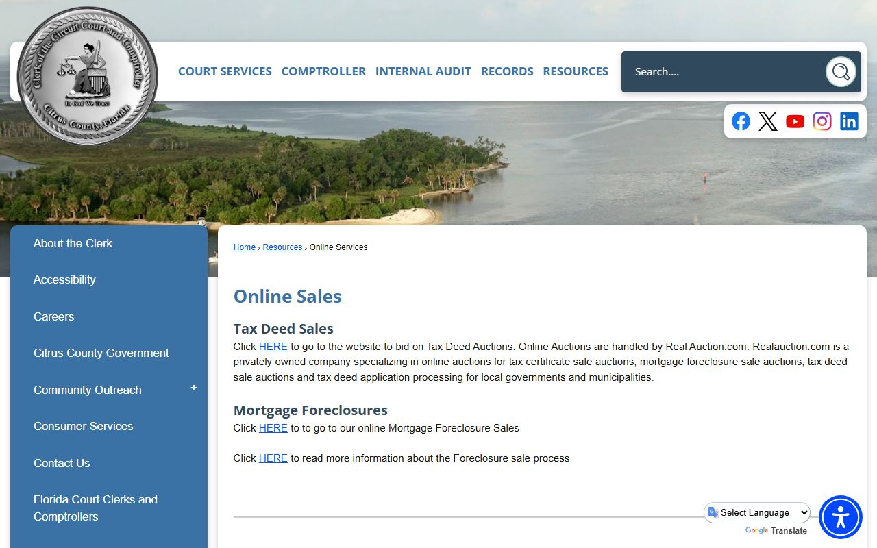 Citrus County online services for civil court records