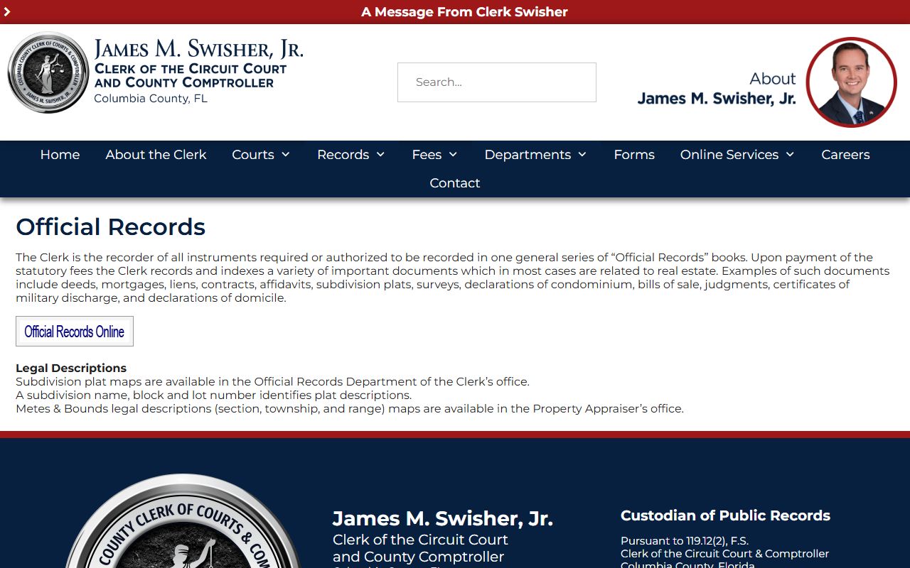 Columbia County official records search for civil court records