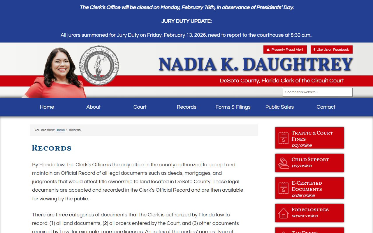 DeSoto County records and information for civil court records