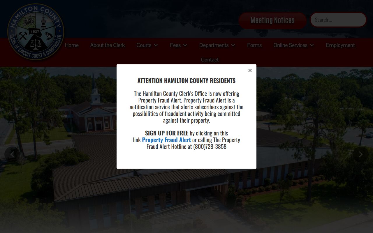 Hamilton County Clerk of Court homepage for civil court records