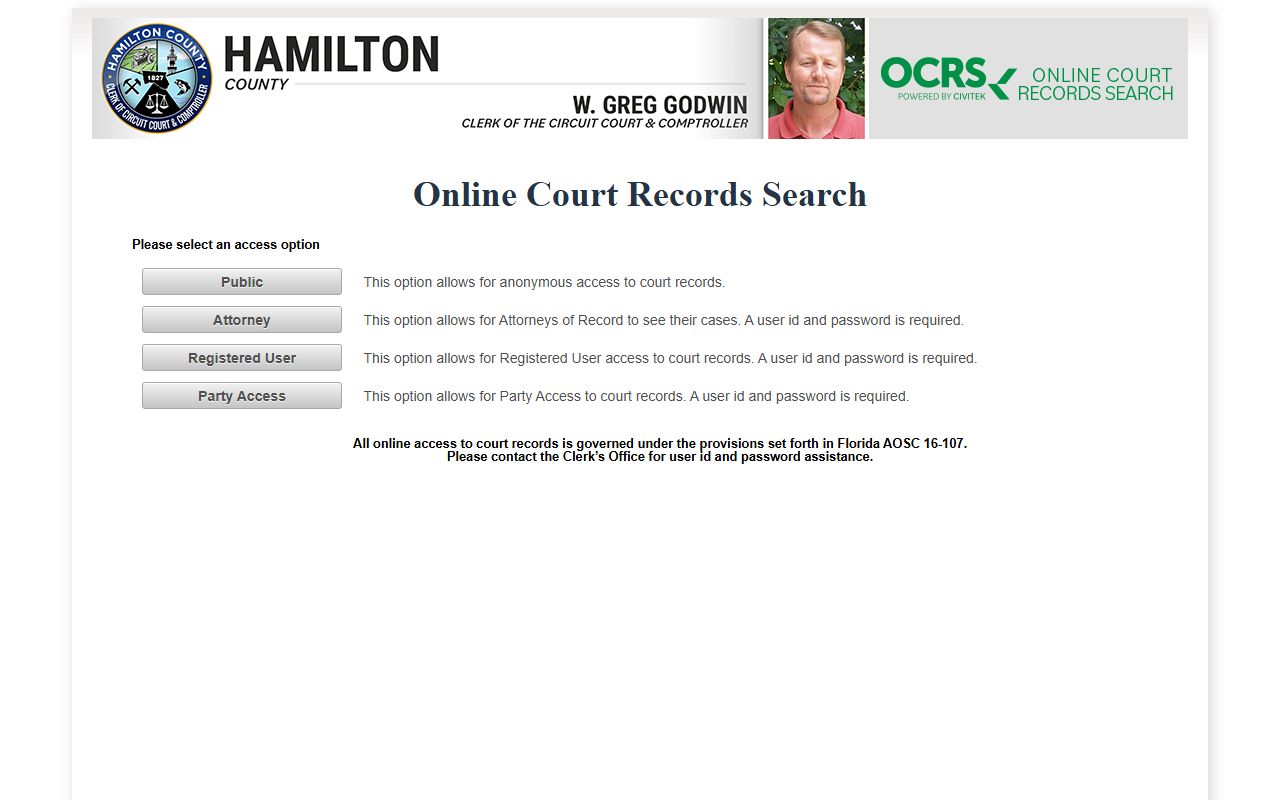 Hamilton County OCRS online court records search for civil cases