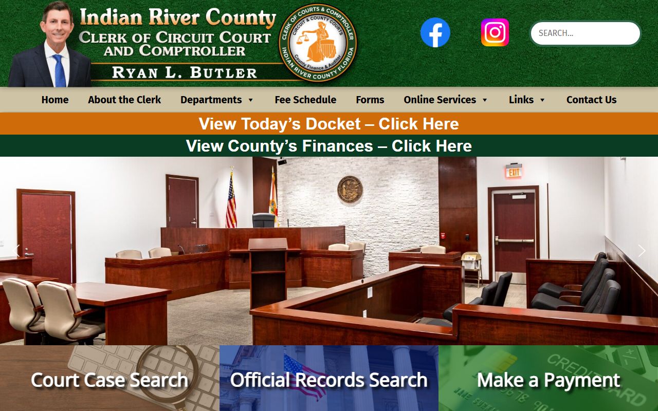 Indian River County Clerk of Court homepage for civil court records