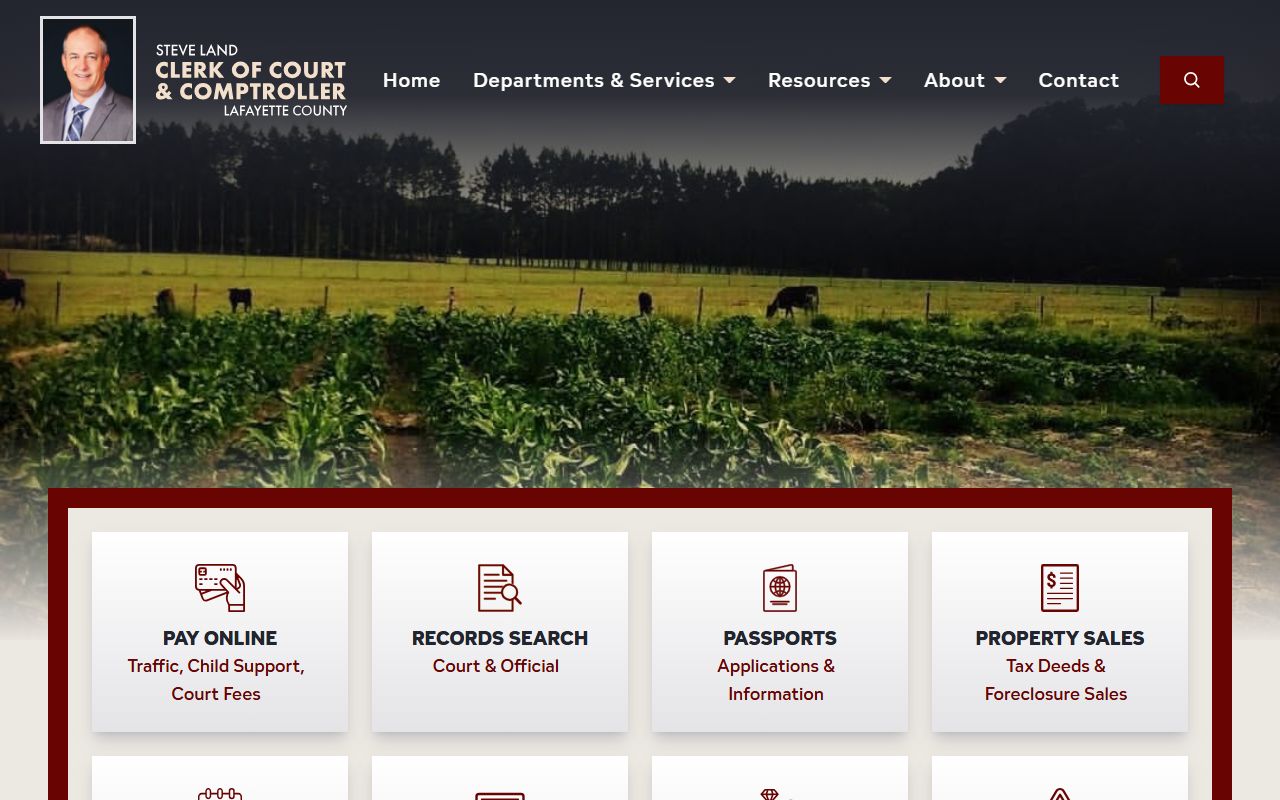 Lafayette County Clerk of Court homepage for civil court records