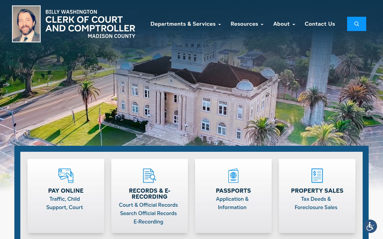 Madison County Clerk of Court homepage for civil court records