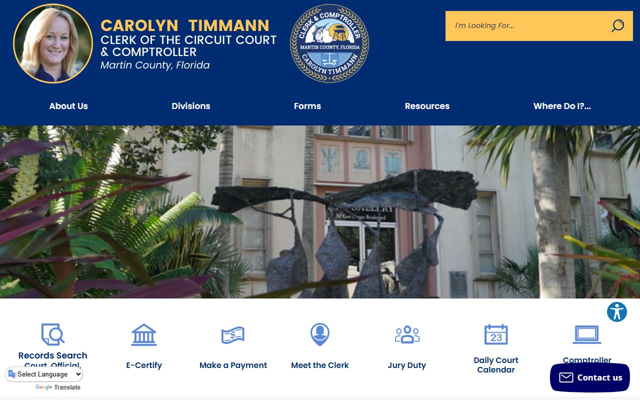 Martin County Clerk of Court homepage for civil court records