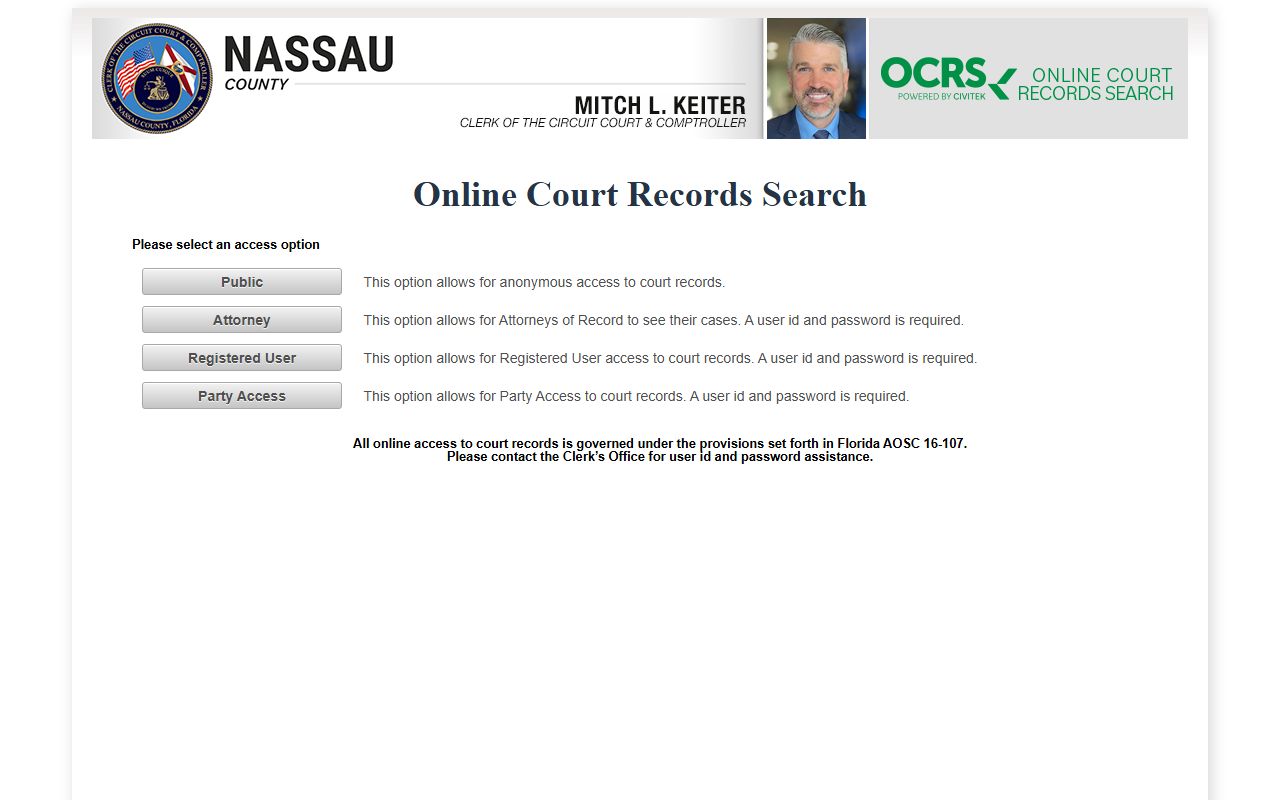 Monroe County Official Court Records System for civil court records