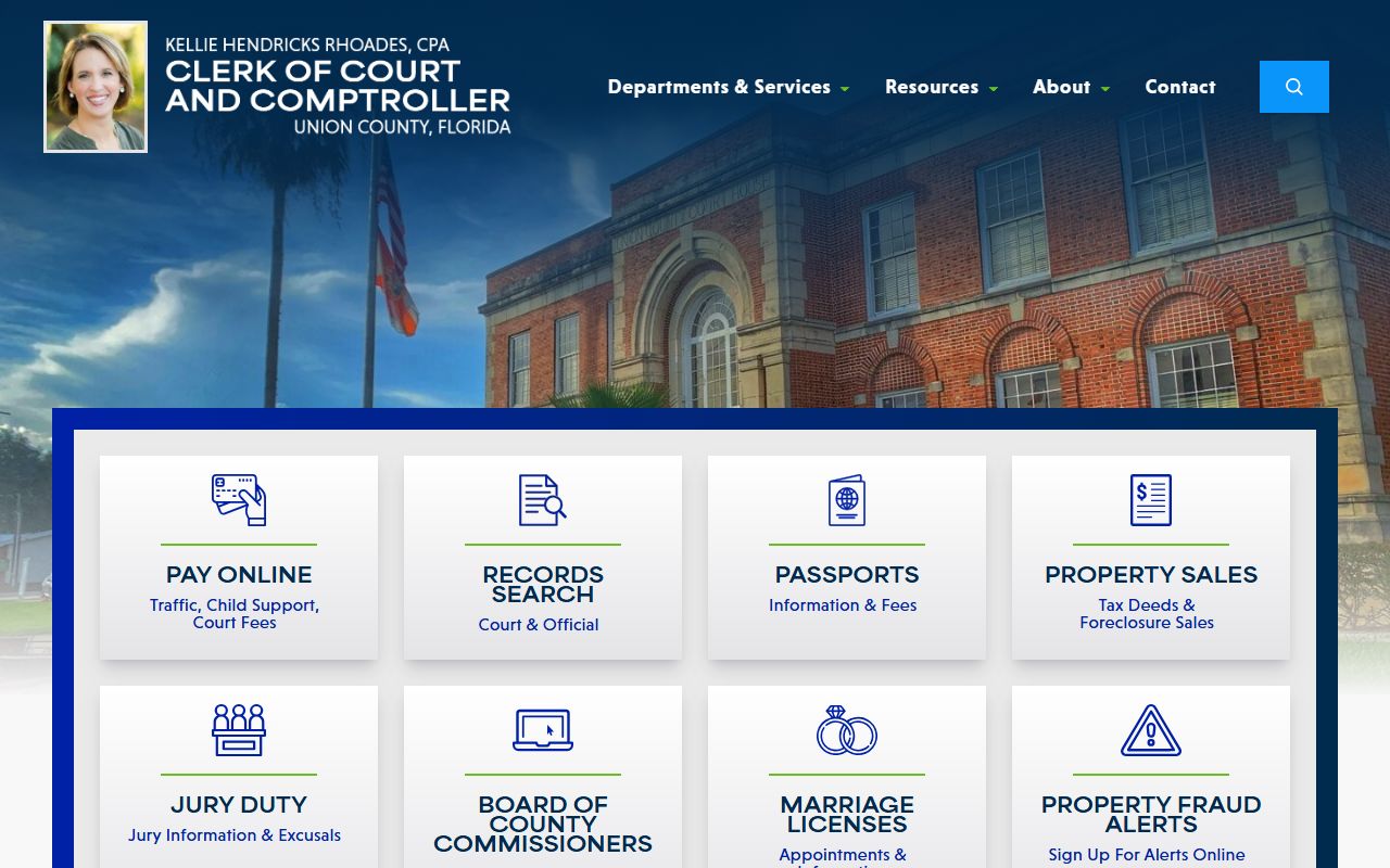 Union County Clerk of Court homepage for civil court records