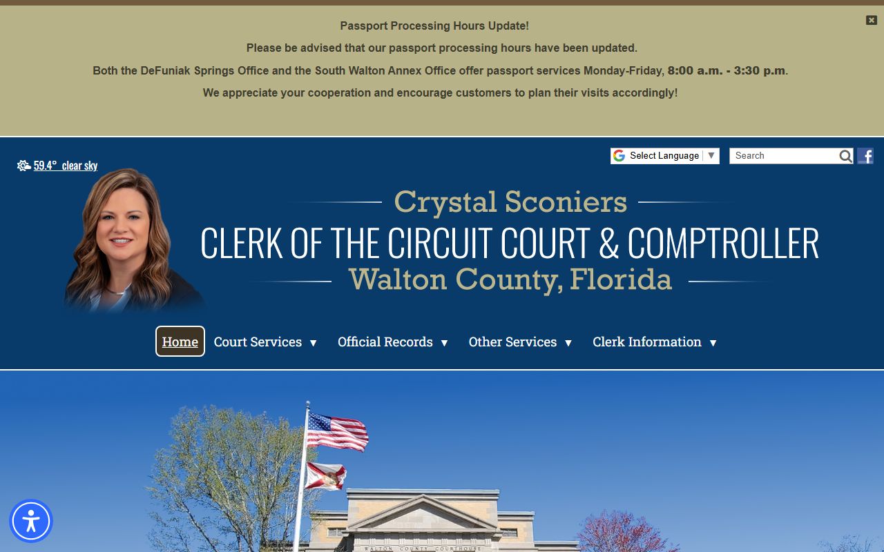 Walton County Clerk of Court homepage for civil court records