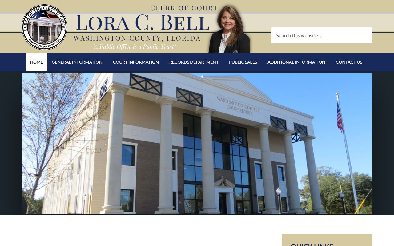 Washington County Clerk of Court homepage for civil court records