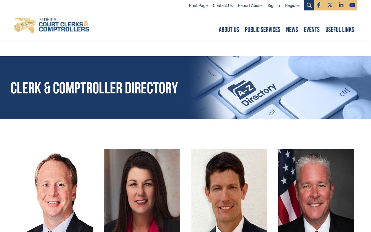 Find a Clerk directory for Florida civil court records