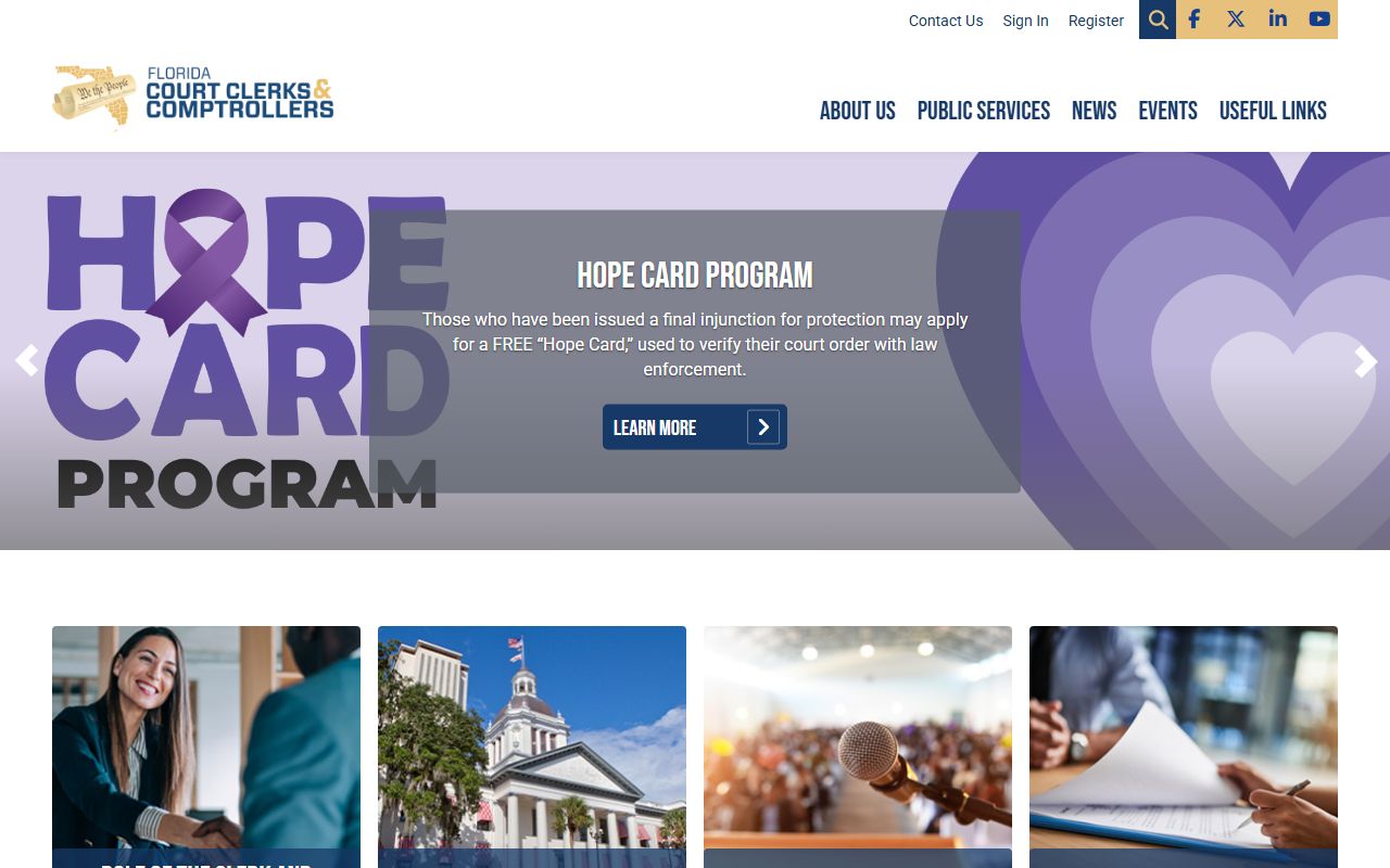 Florida Court Clerks and Comptrollers website for civil court records