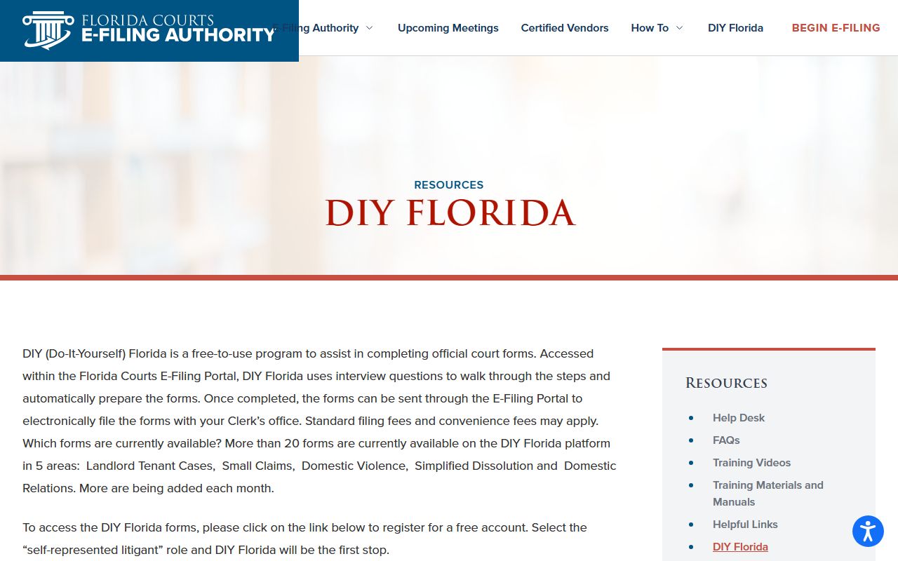 DIY Florida self-help program for civil court forms